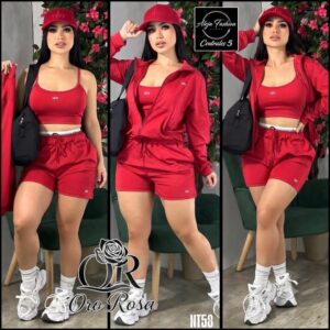 Conjunto Deportivo 3 Piezas Negro con Top & Short